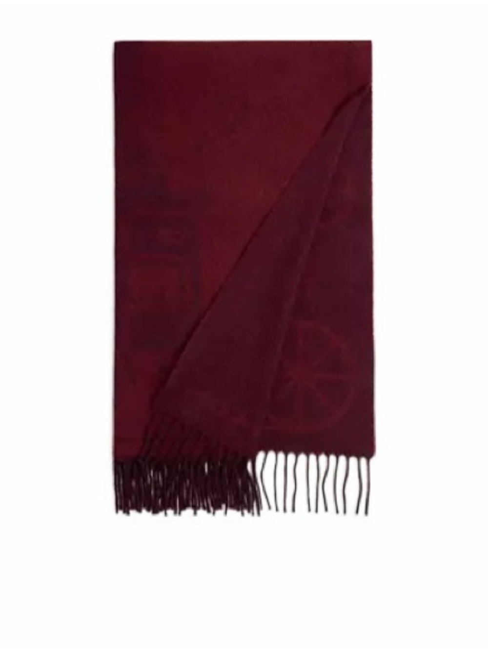 Coach Burgundy Logo Fringe Scarf